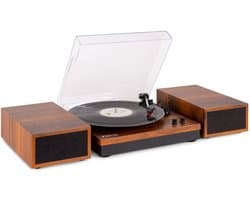 Retro Platenspeler met Bluetooth en Speakers - Fenton RP165 - Incl. Naald - Bruin Hout