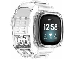 TPU Smartwatch bandje - Geschikt voor  Fitbit Versa 3 crystal bandje met frame - transparant - Strap-it Horlogeband / Polsband / Armband