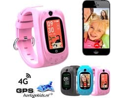 GPSHorlogeKids - GPS horloge kind - smartwatch kinderen - SMS - 4G videobellen - spatwaterdicht - SOS alarm - incl. SIM - TINY Roze