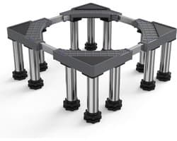 Wasmachine-sokkel, verstelbaar, roestvrij stalen platform voor wasmachine, droger, koelkast, vriezer, stabieler, 12 poten, wasmachine-onderstel (43,5-63 cm, 18-22 cm)