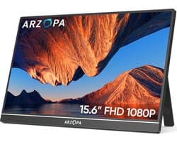 Arzopa Portable Monitor – A1 - Portable USB-C Monitor - 15.6 inch - 2023 - Full HD - Extra dun - 60Hz - PS5 - Xbox - PC - Laptop
