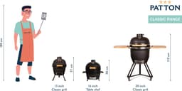 Patton Kamado Keramische Houtskoolbarbecue - 13" - Grilloppervlak Ø 28 cm - Inclusief Heatdeflector - Oranje — thumbnail 4