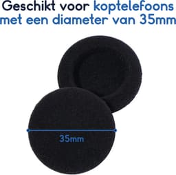 Ibley Zachte foam oorkussens 35mm - 6 stuks / 3 paar - universeel geschikt - Spons oordop kussens - voor hoofdtelefoons - Zwart — thumbnail 2