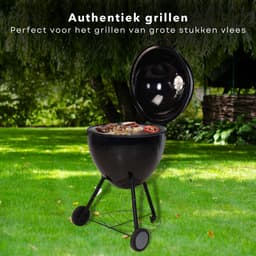 Luxe XXL Houtskool BBQ - 56.5cm - Grill-Oppervlak 49cm - RVS Ventilatierooster - 97cm Hoogte - 14.6kg Gewicht - Verrijdbaar - Barbecue - Inclusief EBOOK — thumbnail 4