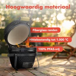 KitchenBrothers Kamado BBQ - 13 Inch Houtskool Barbecue - 27⌀ cm - PFAS-vrij - Deluxe Set - Egg BBQ met Accessoires inclusief Hoes - Zwart — thumbnail 3