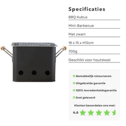 BBQ Kubus - Mini-Barbecue - Mat Zwart - Compacte Eenpersoons Barbecue - 18x15xH15 cm - Geschikt voor Houtskool - Draagbare Grill voor Outdoor Gebruik - Kleine BBQ voor Picknicks - Kamperen - Tuinfeestjes — thumbnail 4