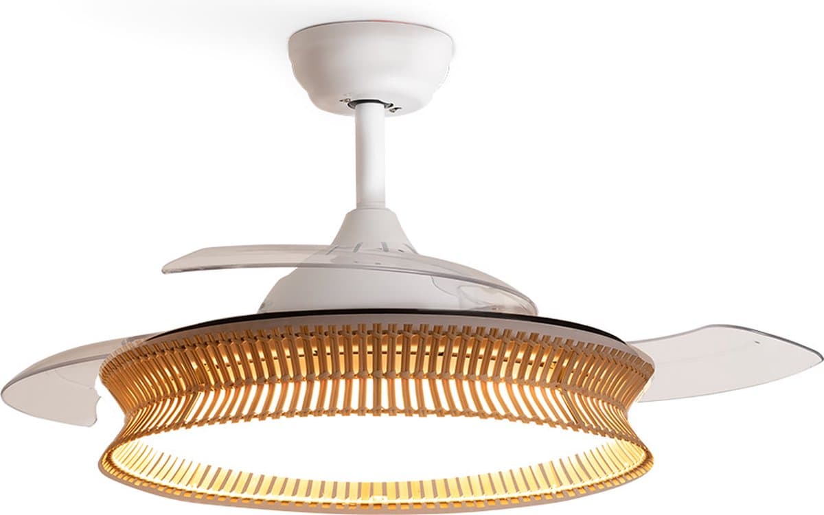 CREATE - Plafondventilator met Stil Licht 40W Ø107 cm - Rieten Afwerking - WIND CLEAR RATTAN — afbeelding 1