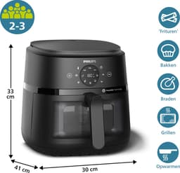 Philips 2000 Series Airfryer - NA230/00 - Kijkvenster - RapidAir - 6.2L - Tot 5 Personen - Zwart — thumbnail 8