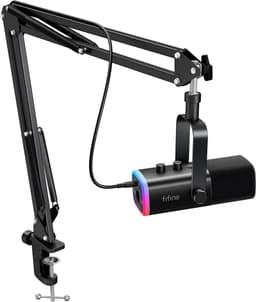 FIFINE - AM8T - USB / XLR Studio microfoon - PC-Gaming Met Flexibele Arm ( 66cm! ) - Geschikt voor PC/PS4/PS5 - RGB - Podcast - Gaming - Streaming - Zwart — thumbnail 1