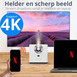 Earkings Beamer Projector 4K Support - Mini Beamer Projector met Android Apps - Draagbare Beamer - Wit — thumbnail 5