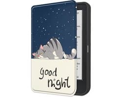 Hoes Geschikt voor Kobo Clara BW Hoesje Bookcase Cover Book Case Hoes Sleepcover - Kat