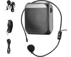 Wireless Microphone Speaker Headband with 2200 mAh Rechargeable Battery for Teachers or Tourism Guide - Portable Speaker with Microphone Headphones and Waist Clip