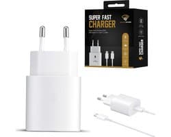 USB C Snellader - USB C Oplader - Snellader 25W - Super Snel Laden - Inclusief Oplaadkabel - Oplader - Snellader geschikt voor Smarthones & Laptops