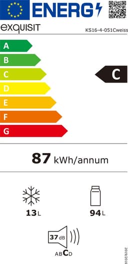 Exquisit KS16-4-051CW – Tafelmodel koelkast – Energielabel C – 5 jaar garantie – Met vriesvak – 107 liter – Wit — thumbnail 2