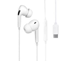 Nuvance Oortjes met Draad - USB-C Aansluiting - Oordopjes met Draad - In-Ear Oortjes met Draad en Microfoon - Wit