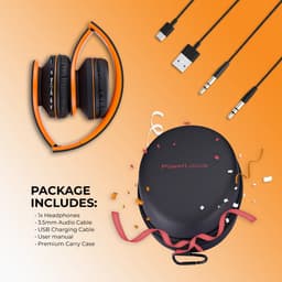 PowerLocus P1 Bluetooth Koptelefoon – Draadloos – Over Ear – Met Microfoon – Inklapbaar - incl. Hoes – Oranje — thumbnail 5
