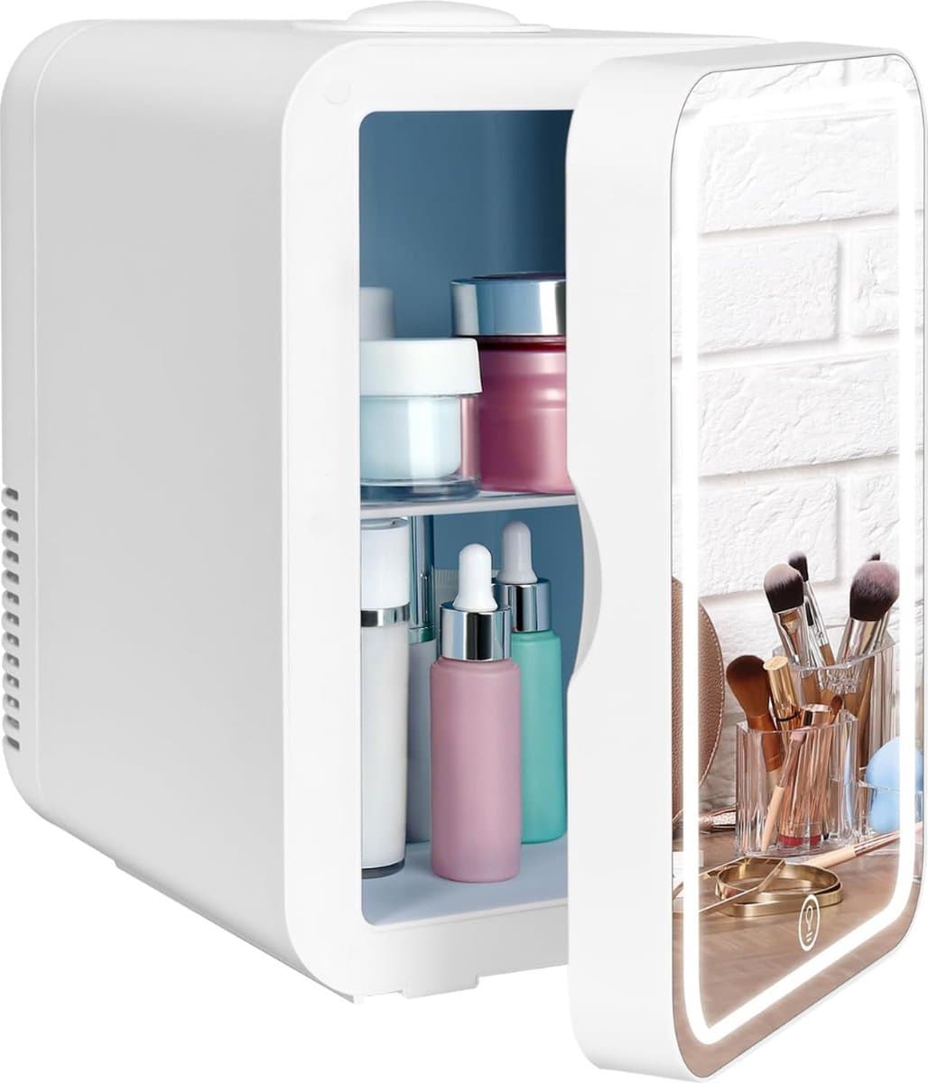 Skincare Fridge - Mini Koelkast 8 Liter – Met Spiegel en Verlichting - Mini Fridge - Make up Koelkast 12v - Skincare Organizer - Skincare Koelkast - Small Fridge - Cosmetica — afbeelding 1