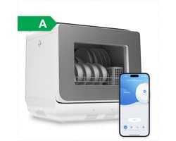 Amenzo® - Mini Vaatwasser - Inclusief App - Energielabel A - 900 Watt - 5 Programma's - Wit - Afwasmachine - Met Waterreservoir
