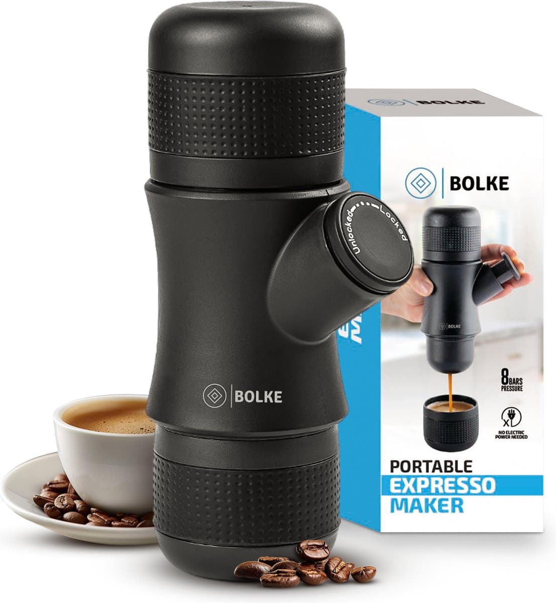 camping koffiezetapparaat - draagbare koffiemachine - draagbare espressomachine - camping koffiezetter - makkelijk in gebruik - portable coffee maker — afbeelding 1