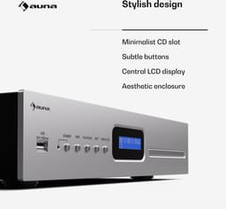 Auna Art22 CD-speler HiFi met slot-in station, USB-ingang, CD-MP3-weergave, Afstandsbediening, Optische & coaxiale uitgangen – 3W geluidskwaliteit – Zilver — thumbnail 3