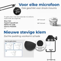Neewer Microfoon Arm - Boom Arm - Microfoon Standaard zonder Microfoon - Mic Stand - Zwart — thumbnail 5