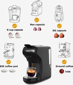 Luxe 3 in 1 Koffiemachine - Koffiezetapparaat - Koffie Automaat - Automatisch - Geschikt voor Nespresso, Dolce Gusto, Koffiepoeder - Zwart — thumbnail 2