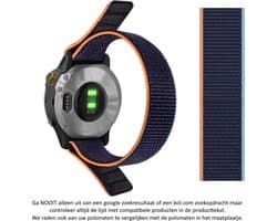 Blauw Oranje Nylon 20mm Sporthorlogebandje geschikt voor Garmin Fenix 5S / Garmin Fenix 5S Plus – 20 mm zwart smartwatch strap - band - Quickfit Compatibel