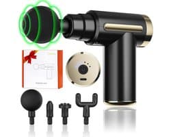 Mini Massage Gun Deep Tissue, 6 Snelheden Draadloze Handheld Spier Massager met 4 Hoofden, Super Stil Oplaadbaar Apparaat Pijnverlichting, Geschenken