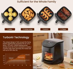 VORLOU - Multifunctionele Airfryer - Turbo Luchttechnologie - 3.5L Capaciteit - Slimme LED-Aanraakscherm – Zwart — thumbnail 3