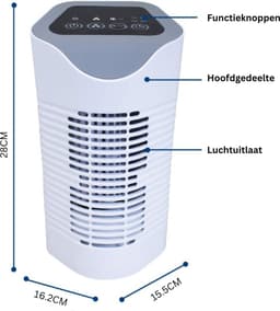Luchtreiniger - met HEPA & Koolstoffilter - Luchtreinigers - Timer Functie & 3 Snelheden - 60 m3/u - Ionisator - Air Purifier - Wit — thumbnail 2