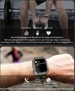 Tijdspeeltgeenrol - Army smartwatch Groen/Cameo - Stappenteller - Hartslagmeter - Bloeddrukmeter - Bluetooth - Waterdicht - Gezond - Fitness - — thumbnail 3