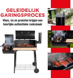 BBQ Collection 2-in-1 Smoker BBQ - Houtskool Barbeque - Buitenkeuken Barbecue - Grill en Smokerbarbecues - 104 x 58 x 114 cm — thumbnail 4