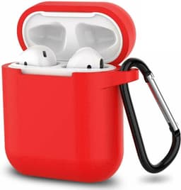 Hoesje geschikt voor Airpods 1 / Airpods 2 - Schokbestendig siliconen Case Silicone met clip - Rood — thumbnail 1