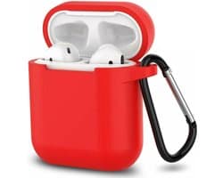 Hoesje geschikt voor Airpods 1 / Airpods 2 - Schokbestendig siliconen Case Silicone met clip - Rood