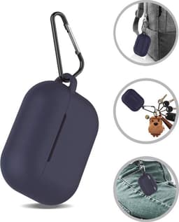 Hoesje geschikt voor Airpods Pro 2019 - Schokbestendig siliconen Case Silicone met clip - Donkerblauw — thumbnail 3