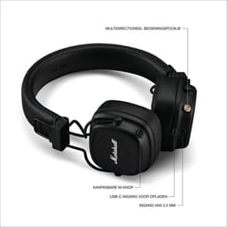 Marshall Major V - On-ear Bluetooth koptelefoon - Zwart — thumbnail 4