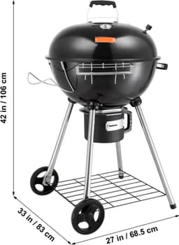 MS® - Barbecue op poten - Met wielen - BBQ grill - Houtskoolgrill met deksel - Met asopvang bak - Met handgreep - Grill Rooster van 55 cm - 83 x 68,5 x 105 cm — thumbnail 4