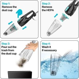 Steelstofzuiger - 2-in-1 Handstofzuiger - Stofzuiger Zonder Zak - Vacuum Cleaner - Met Snoer & Steel - Kruimeldief - Zwart & Blauw — thumbnail 3