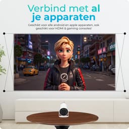 Mini Beamer - Mini Projector - Android 11 - 4k support - hy300 - 8000 lumens - led lamp - Wifi Bluetooth HDMI - Wit — thumbnail 1