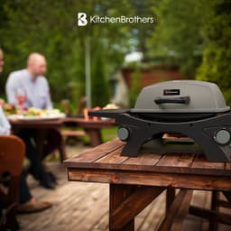 KitchenBrothers Gas BBQ - Tafelmodel Barbecue - Tafelbarbecue - PFAS Vrij - Anti-aanbaklaag - 37x48 cm Grilloppervlak - Zwart — thumbnail 2