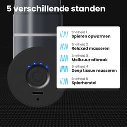 Auronic Massage Gun voor Spierherstel en Ontspanning - Incl. Koffer en 4 Opzetstukken - Professioneel Massage Pistool - Mini Massage Gun - Massage Apparaat voor Rug, Nek en Schouders - Fitness - Grijs — thumbnail 4