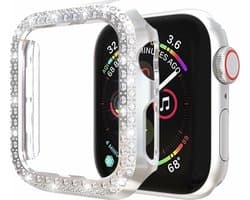 Hoesje geschikt voor Apple Watch 44MM - Bumper hoesje - Diamant - TPU - Zilver
