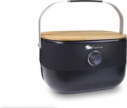 Deluxe Mini draagbare Gas BBQ - Zwart - met propaanpatroon Bernzomatic - gietijzeren grill - met slang en regelaar - snijplank — thumbnail 3