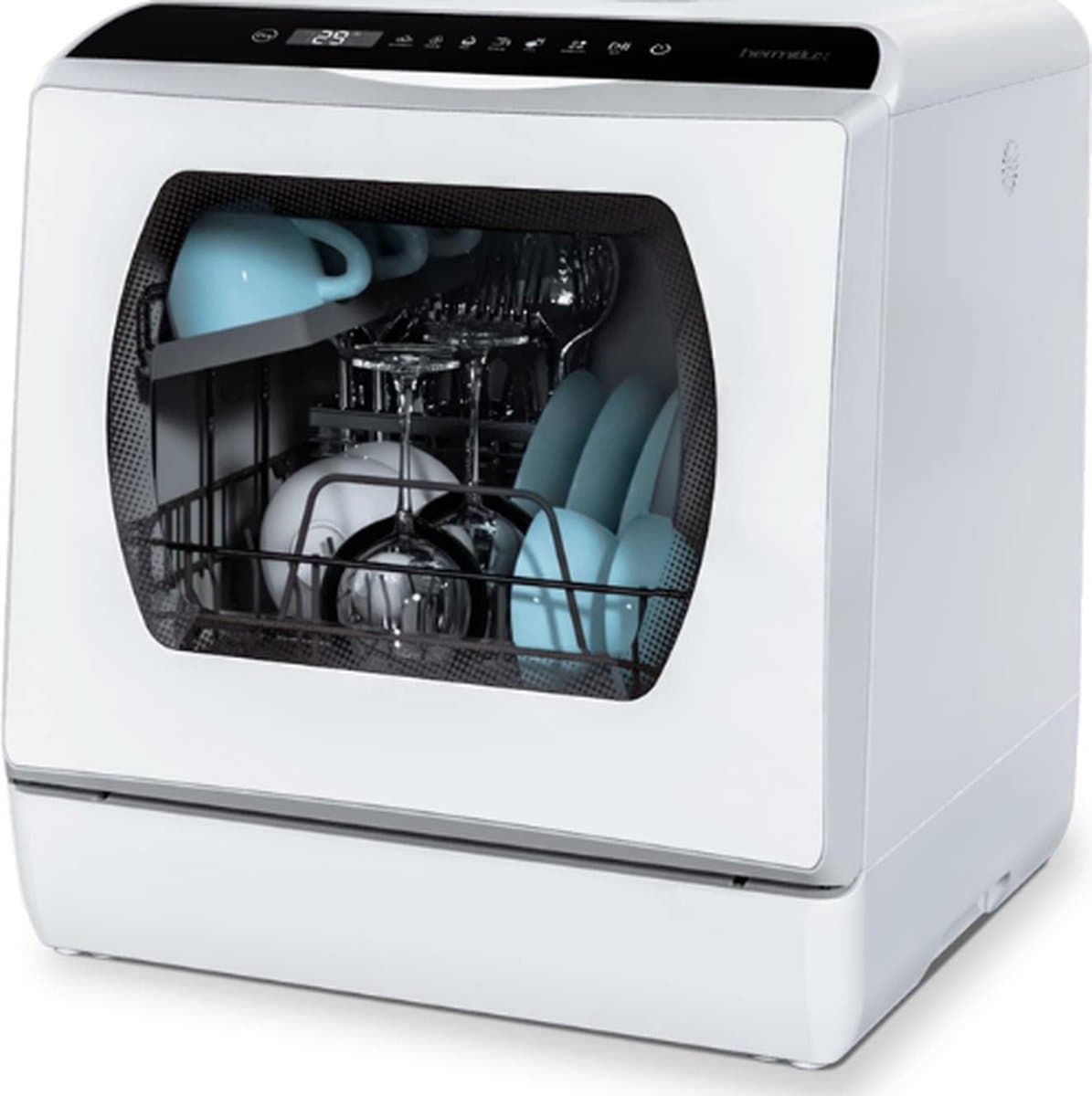 Mini-vaatwasser - 4 Couverts - 5 Programma's - Vrijstaand - Compact - Wit - te gebruiken met en zonder wateraansluiting — afbeelding 1