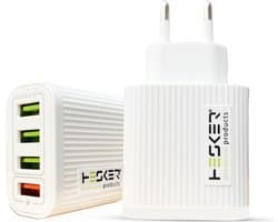 USB Adapter Met 4 Poorten - 3 x USB 3.1A - 1 x Quickcharge 3.0 - USB Stekker - USB Lader - USB Oplader - Wit - Koptelefoon / Smartwatch / Smartphone / Tablet etc