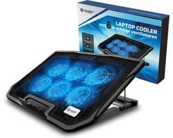 Universele Laptop Cooler met 6 krachtige ventilatoren - Verstelbaar - Tot 17 inch - Laptop standaard - Cooling pad