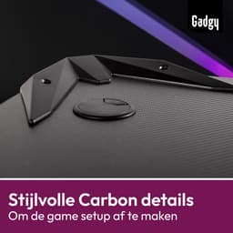 Gadgy Game Bureau Carbon - Gaming Bureau 110 CM Breed - Gaming Desk met Carbon Details - Gaming Tafel met Koptelefoonhouder, bekerhouder & kabeltunnel - Level Up Gamen met Gadgy - Zwart Carbon — thumbnail 3
