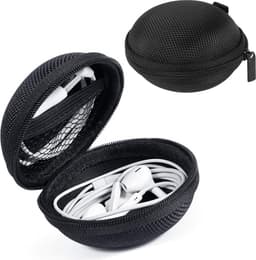 Opberghoes Oortjes Met Rits - Nylon Cover Voor Laadkabels en Accessoires - Zwart — thumbnail 1