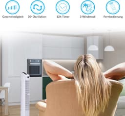 Monzana – Torenventilator -Afstandsbediening – 3 Snelheidsniveaus – Wit — thumbnail 4