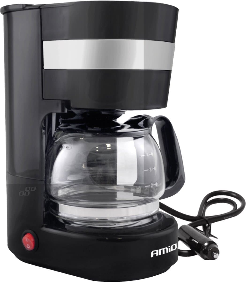 AMiO Koffiezetapparaat Auto Koffiezetter met Koffiekan (24v/250w) Zwart met Autostekker Sigarettenaanstekerplug — afbeelding 1